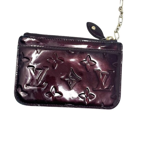 Louis Vuitton key ring coin pouch Vernis Bordeaux Pochette wallet patent leather - Picture 4 of 14